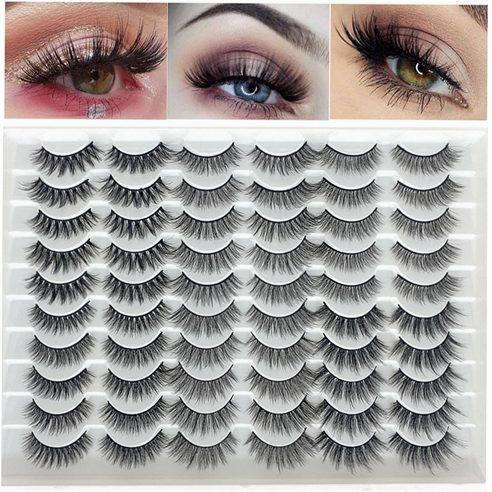 8/16/30/40 Pairs Messy Fluffy Volume Faux Cils,3D Mink Lashes Pack in Bulk,Mixed Dramatic Mink False Eyelash Extension Packaging