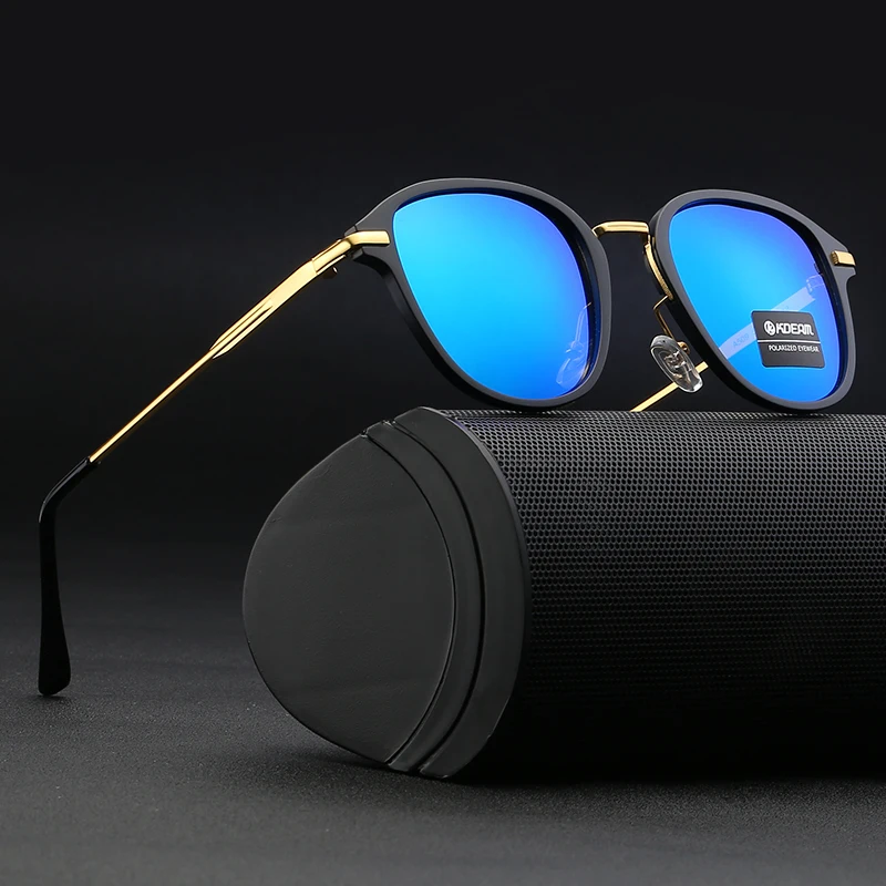 

KDEAM Square Men's Polarized Sunglasses Lifestyle Mirror Shades Alloy Retro Sun Glasses Female Polaroid CE