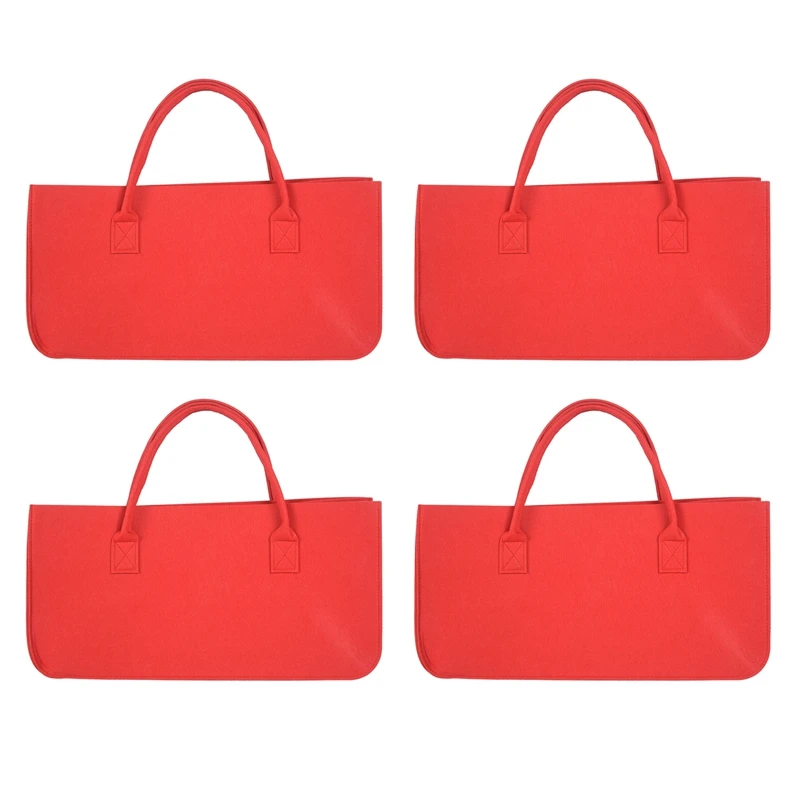 

4X фетровый кошелек, фетровая сумка для хранения большой вместимости, Повседневная сумка для покупок-красный
