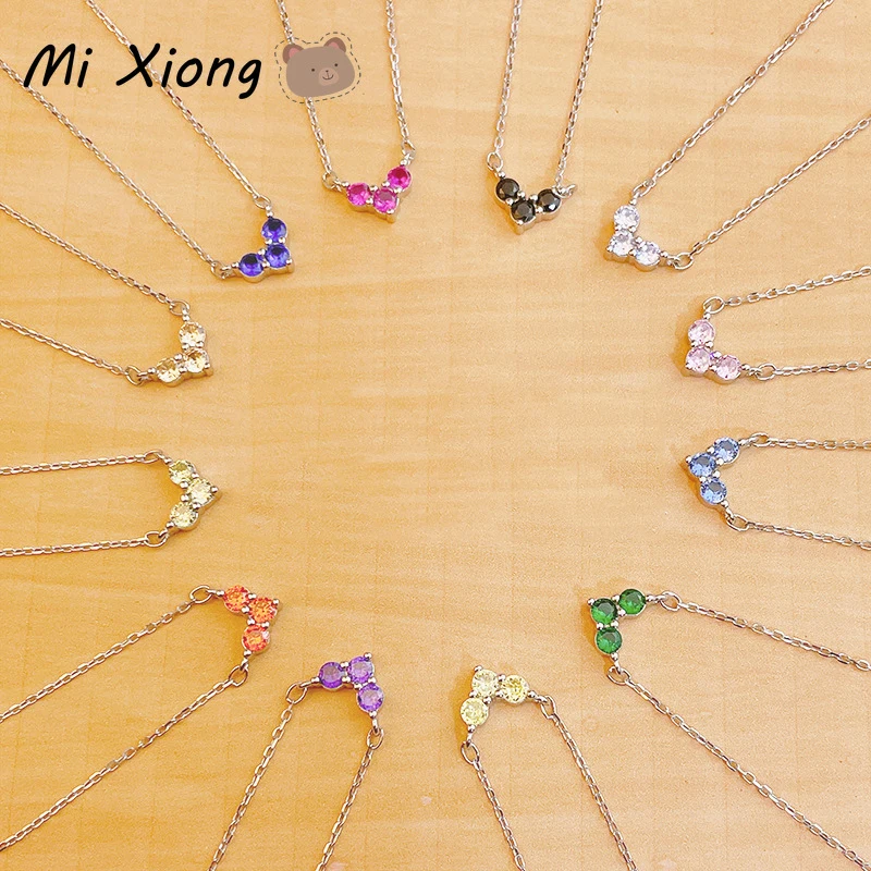 

Mi Xiong 925 Sterling Silver Necklaces for Woman 12-color Diamond-studded Exquisite Clavicle Chains Elegant Charm Gift Jewelry