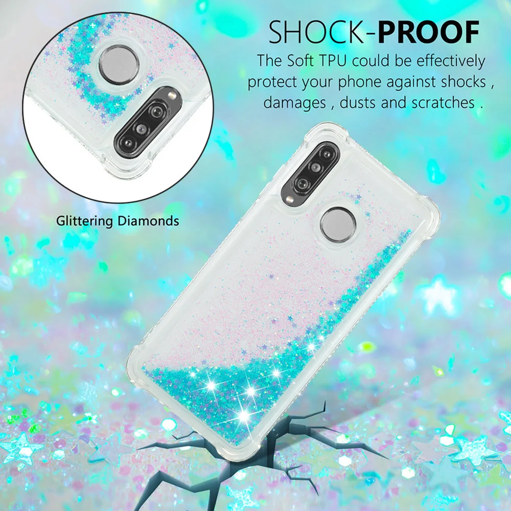 Силиконовый чехол-Бампер для Huawei P30 Lite Honor 20S MAR-LX1H MAR-LX1M милый Блестящий жидкий