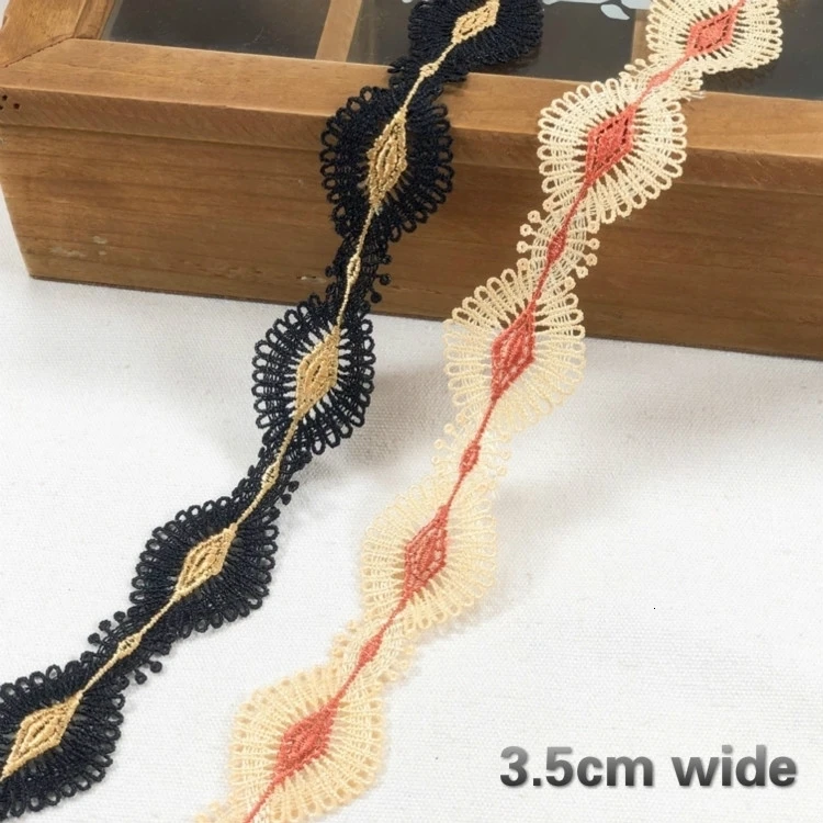 3 5 см широкая цветная Водорастворимая тонкая кружевная тканевая лента ручная