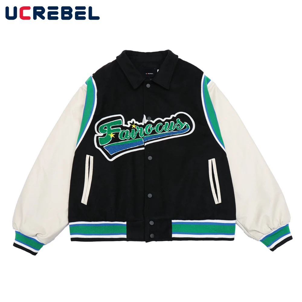 

Стеганая куртка мужская с буквенной вышивкой, уличная Лоскутная куртка из искусственной кожи с толстыми рукавами, Повседневная Верхняя оде...