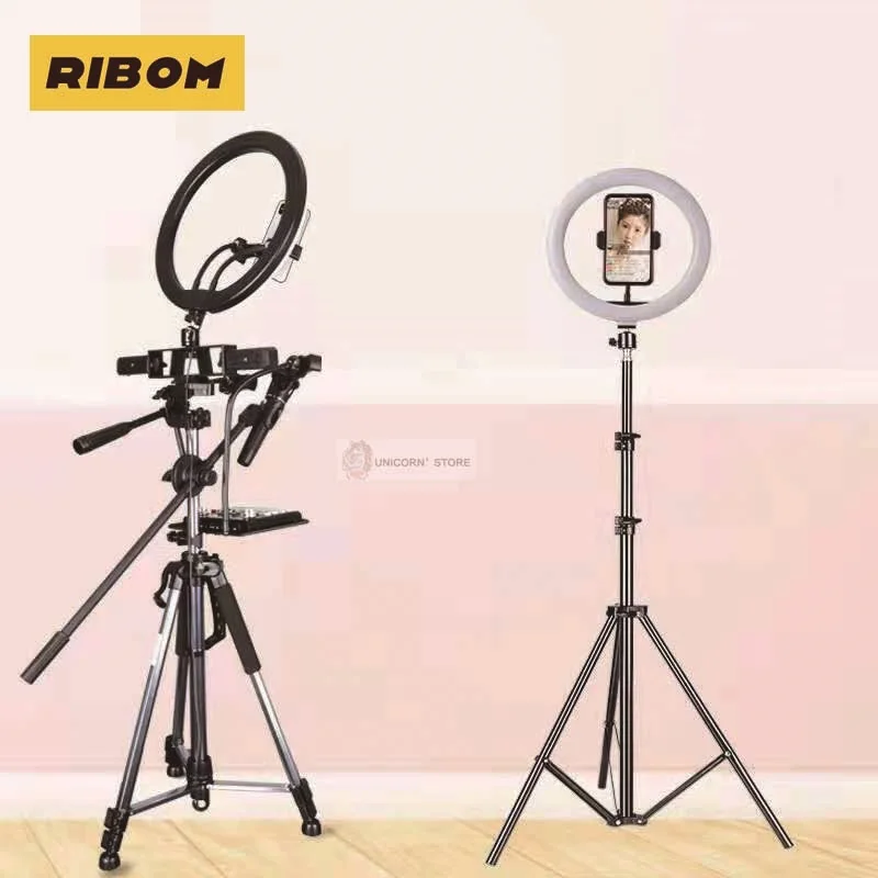 

[Mobile phone live bracket] fill light floor photography tripod live beauty LED ring light three-pointer