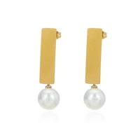 simulation pearl drop dangle earrings stainless steel pendant hanging earrings pendientes mujer birthday wedding fashion jewelry