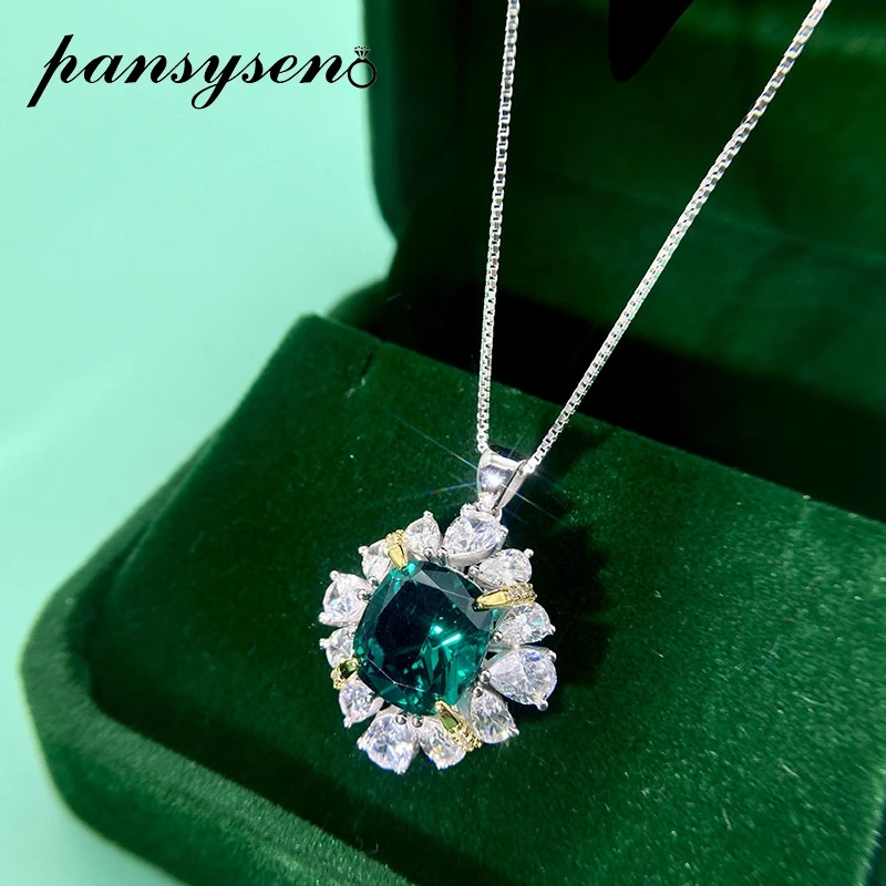 

Charms 10*11MM Emerald Lab Moissanite Wedding Anniversary Lady Pendant Necklaces Solid 925 Sterling Silver Fine Jewelry Nacklace