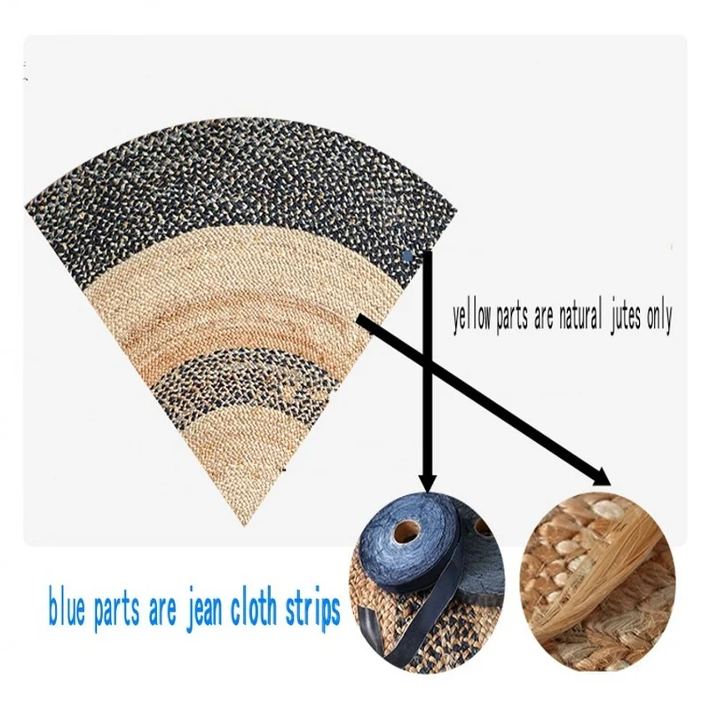 

Summer Retro American Round Carpet Handmade Natural Jute Area Rug Bedside Decoration