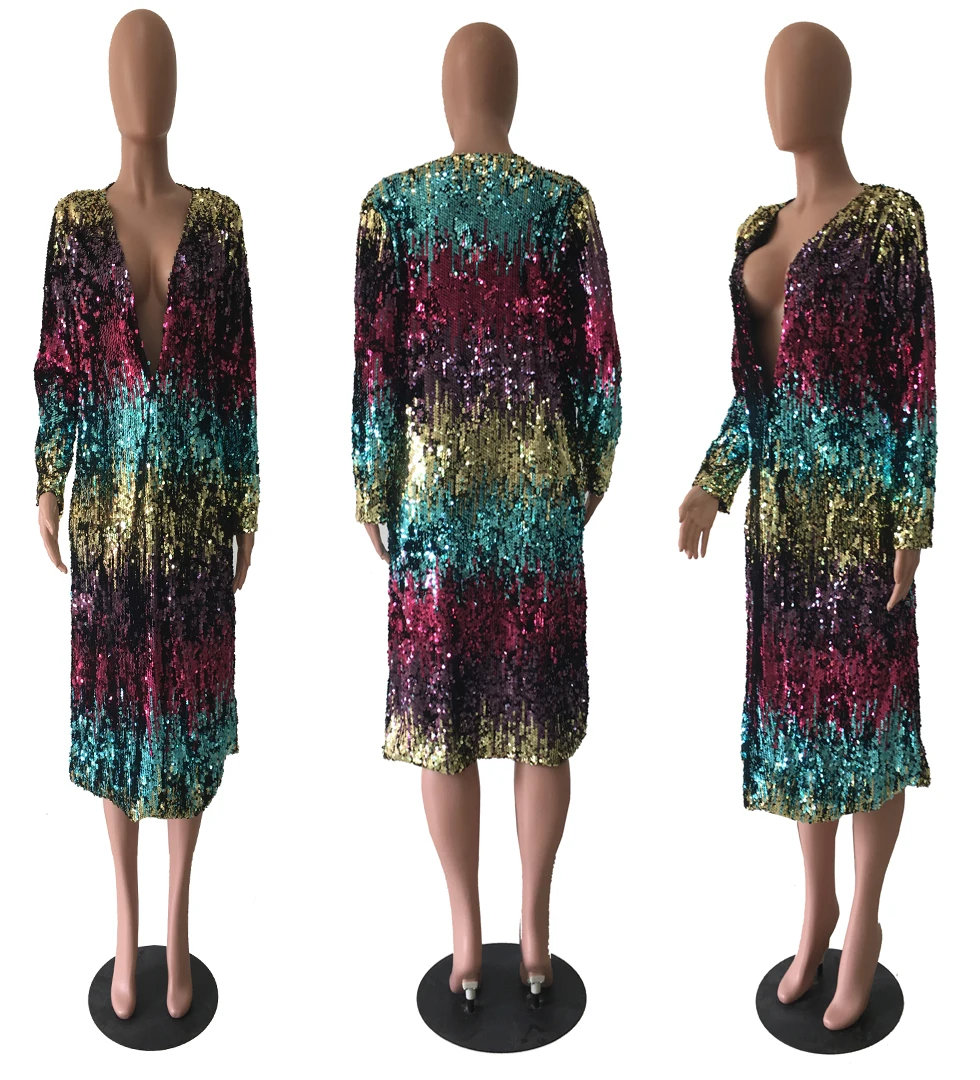 Wjustforu роскошное длинное пальто с блестками для женщин модная длинная куртка