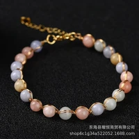 2022 new multicolor natural morganite beads crystal bracelets for women girls bangle fashion jewelry