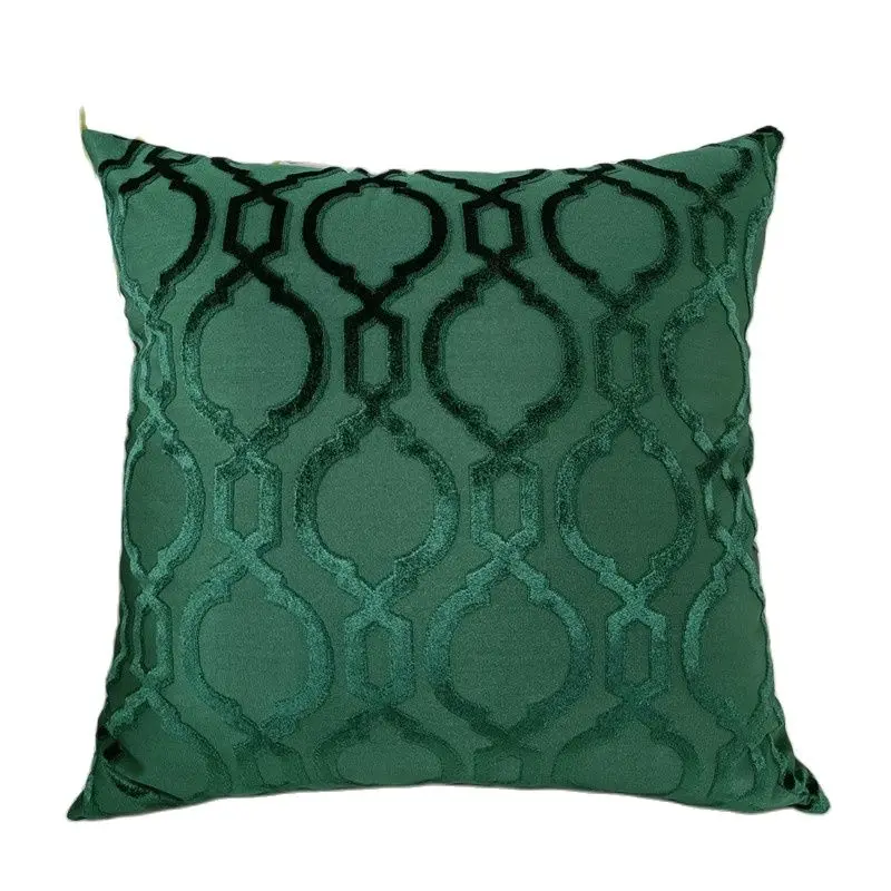 

OEM жаккардовая зеленая Геометрическая наволочка для дивана, декоративная бархатная наволочка с вырезами от производителя