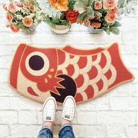 koi fish pattern doormat rubber washable non slip rug mat for hallway easy clean carpet entryway resist dirt trapper rugs