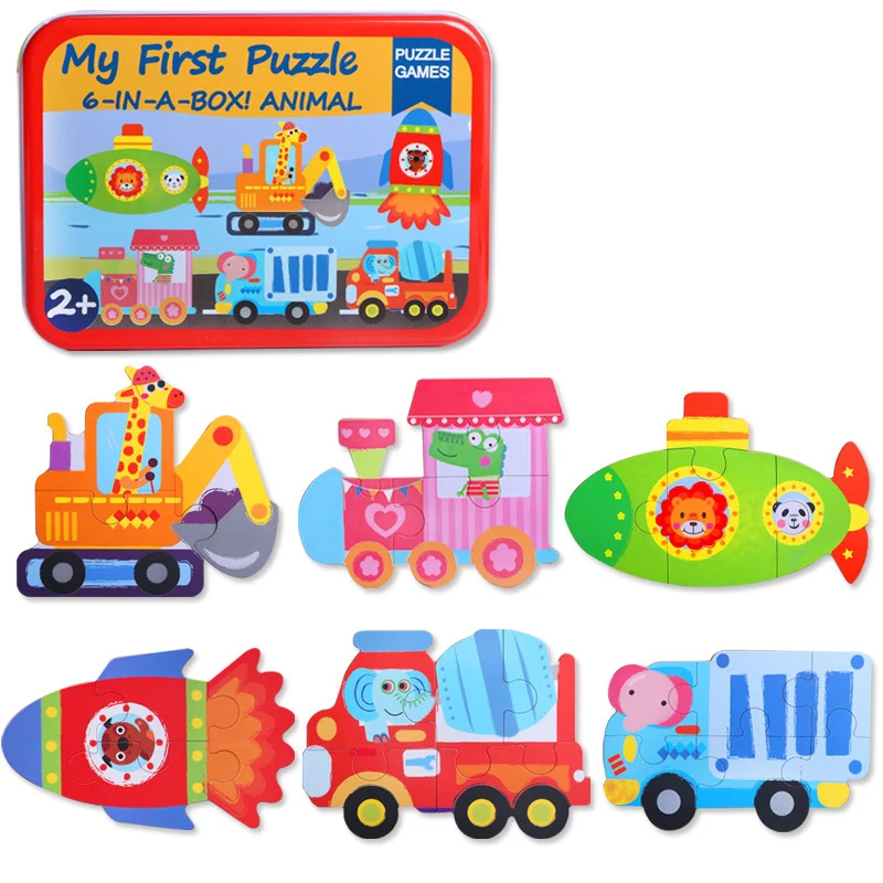 

Wooden Puzzle Cognition Animals and Vehicles Jigsaw Kindergarten Kid Early Learning Baby Educational Toys for Children Puzzles