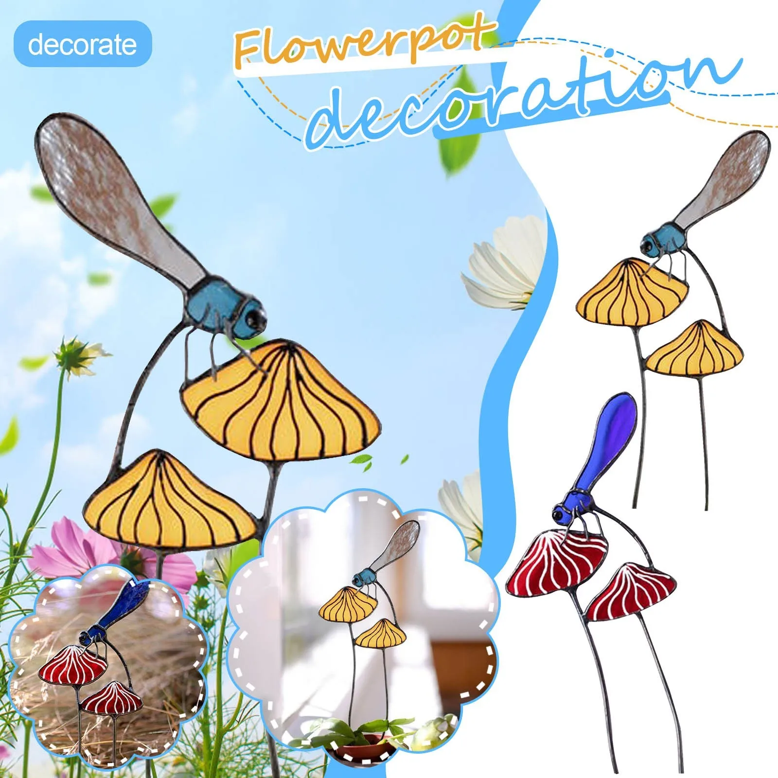 Железная Стрекоза ворс украшение для сада наружное растение искусственное