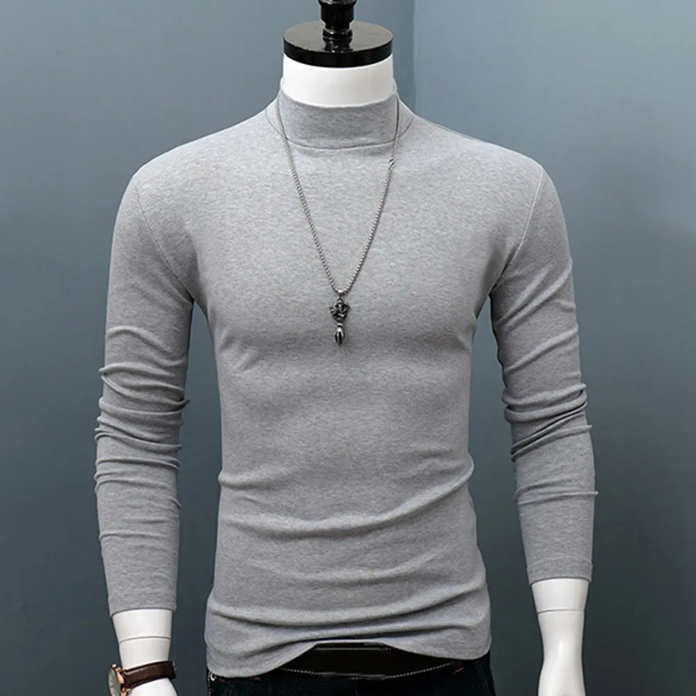 2022Autumn Winter Mens Underwear Semi-turtleneck Warm Long Sleeve T-Shirt Fashion Casual Men'S High-Quality Slim Bottoming Shirt