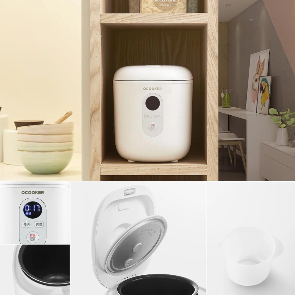 

Xiaomi Ocooker Mini rice cooker 1.2L smart electric PFA powder coating kitchens for home cooking students 300W 220V