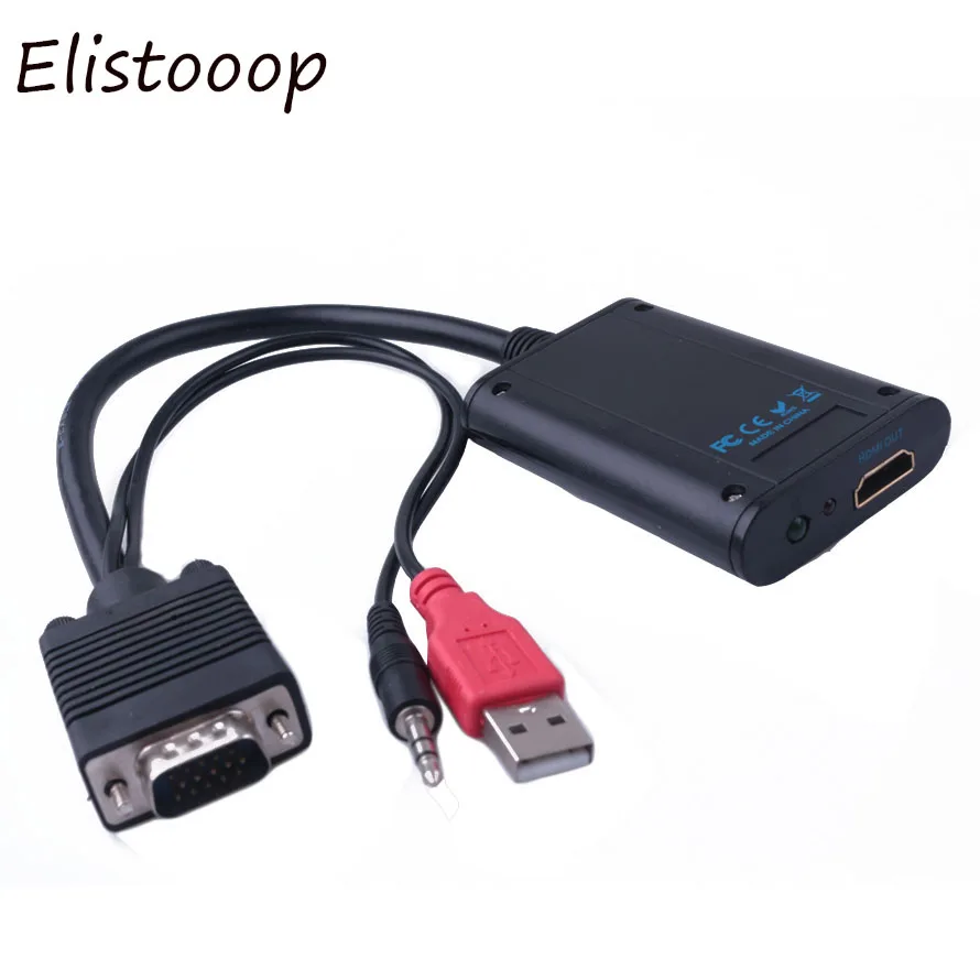 Прочный VGA к HDMI совместимый выход 1080P HD аудио TV AV PC видео кабель Plug and play конвертер