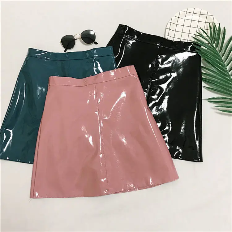

Leather Skirt Women's High Waist Irregular Skirt A- Line Skirt Skirt Autumn and Winter Woman Skirts Faldas Jupe