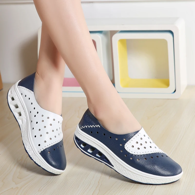 Height Increasing Women Platform Shoes Hollow Sport Shoes Breathable Anti-slip Wedge Sneakers Jumping Walking Shoes