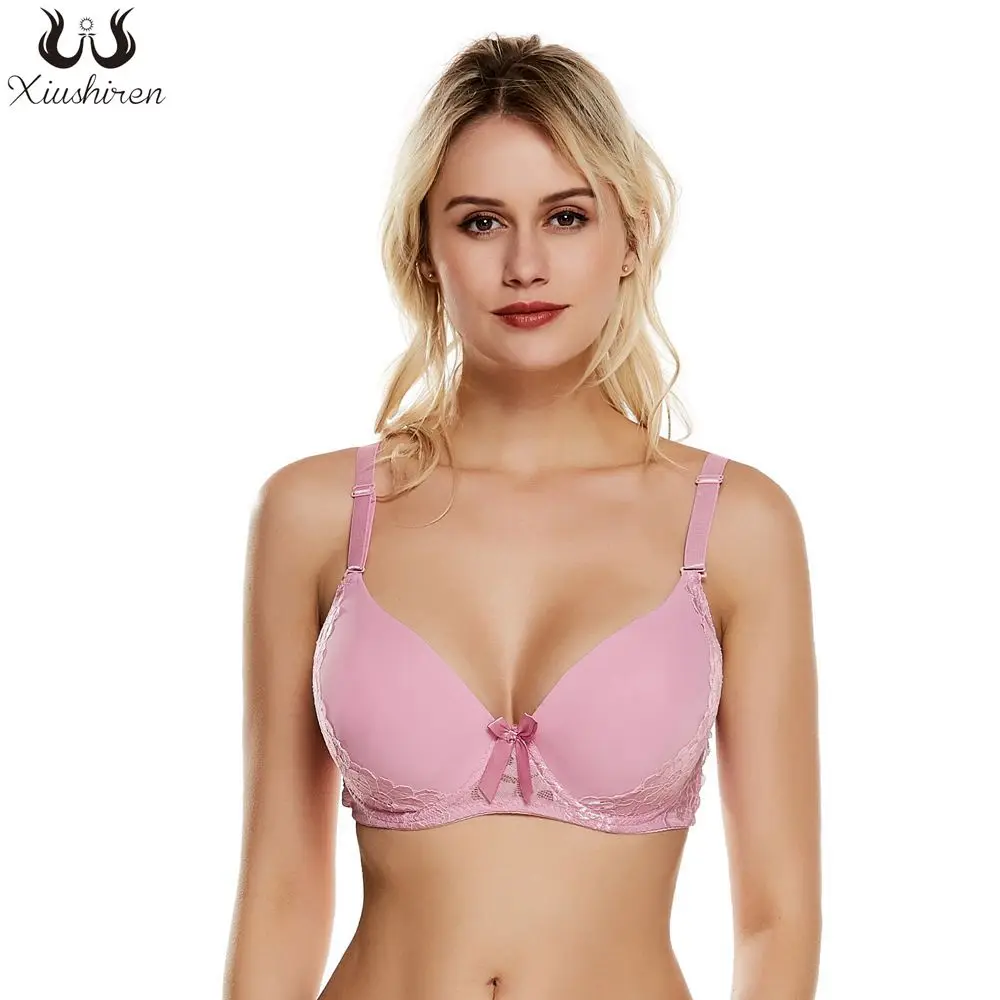 Кружевные бюстгальтеры Xiushiren Женские однотонные сексуальные пуш ап больших