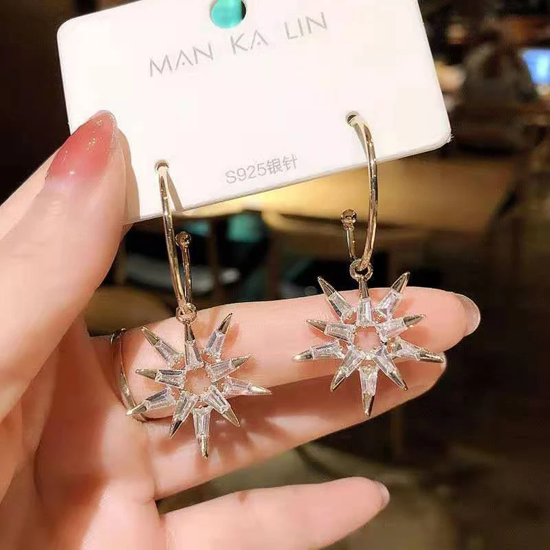 

2021 Fashion New Shining Sunlight Light Luxury Zircon S925 Silver Pin Earrings Give Women a Romantic Luxury Jewelry Gift