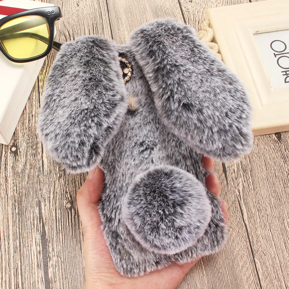 Cute Fluffy Rabbit Hair Case Cover For Xiaomi Redmi 7 7A 6 Pro 6A 8A 5 Plus 5A 4A 4X K20 Xiomi Mi 9 9t 8 Lite Warm | Мобильные