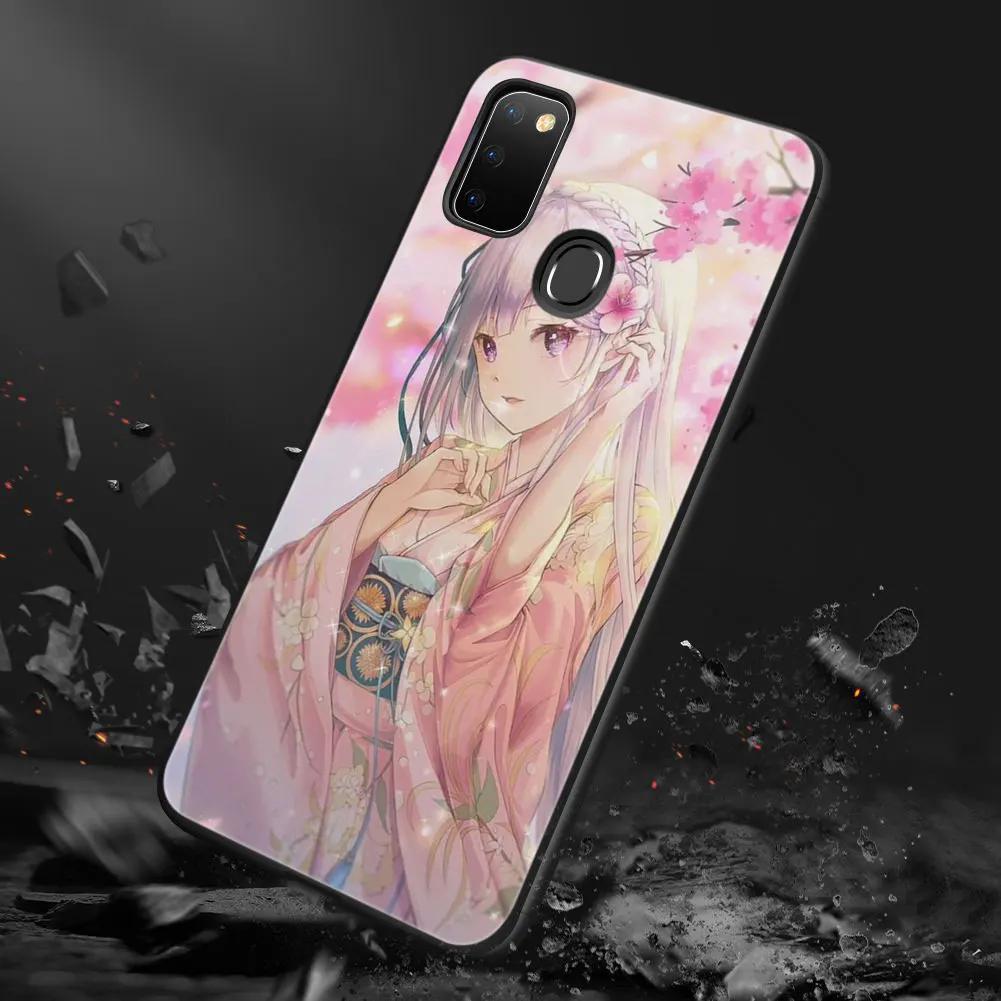 Японский розовый аниме чехол для Samsung Galaxy M12 M11 M21 M02S M42 M30S M31S M40S M51 M32 M01 J2 Core J6 J8 2018 J4 -