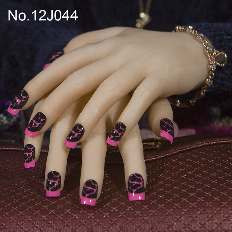 24 шт./корт. С 1 клейким краном нажмите на квадратные накладные ногти 10 размеров с