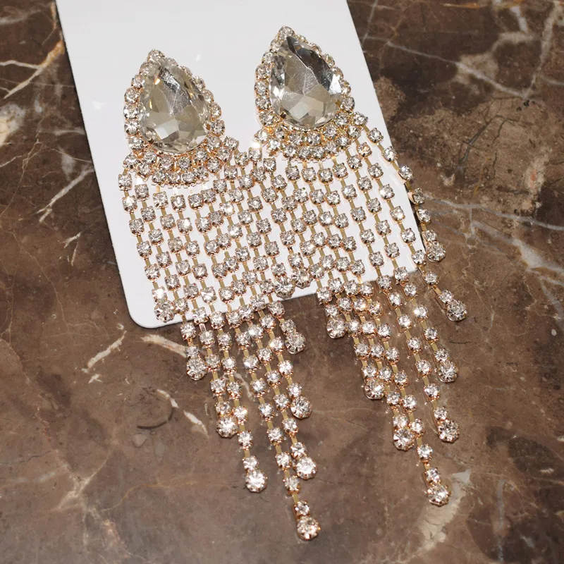 Роскошные блестящие стеклянные стразы подвеска серьги для женщин модные