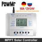 Контроллер заряда солнечной батареи PowMr MPPT 60A, ЖК-дисплей с USB 5 В 1500ма, регулятор солнечной энергии, высокоэффективная система слежения за солнечной батареей