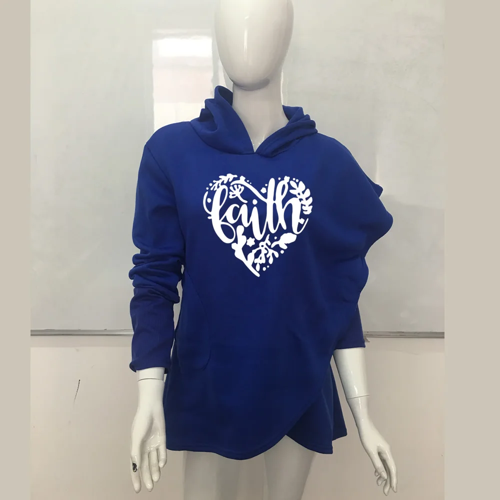 

High Quality Large Size 2018 New Fashion Faith Print Hoodies Women Sweatshirt Femmes Tops Harajuku Female Casual Autumn