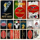 Металлическая табличка для стариков Moto Guzzi, винтажный жестяной знак, потертый шик, декор винтажные металлические знаки, винтажное украшение для бара, металлическая табличка