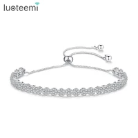 luoteemi luxury fashion cubic zirconia tennis adjustable bracelet bangle for women white cut cz crystal wedding jewelry bijoux