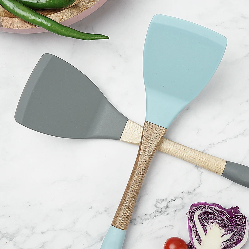 Силиконовая кухонная утварь из акации: плотная лопата дырявая спагетти большой