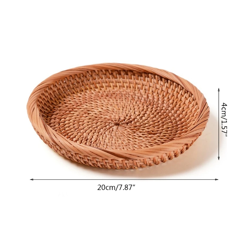 

Hand-woven Round Fruit Vegetable Basket Wicker Picnic Tray Food Bread Dishes Multipurpose Drying Food Storage Dustpan