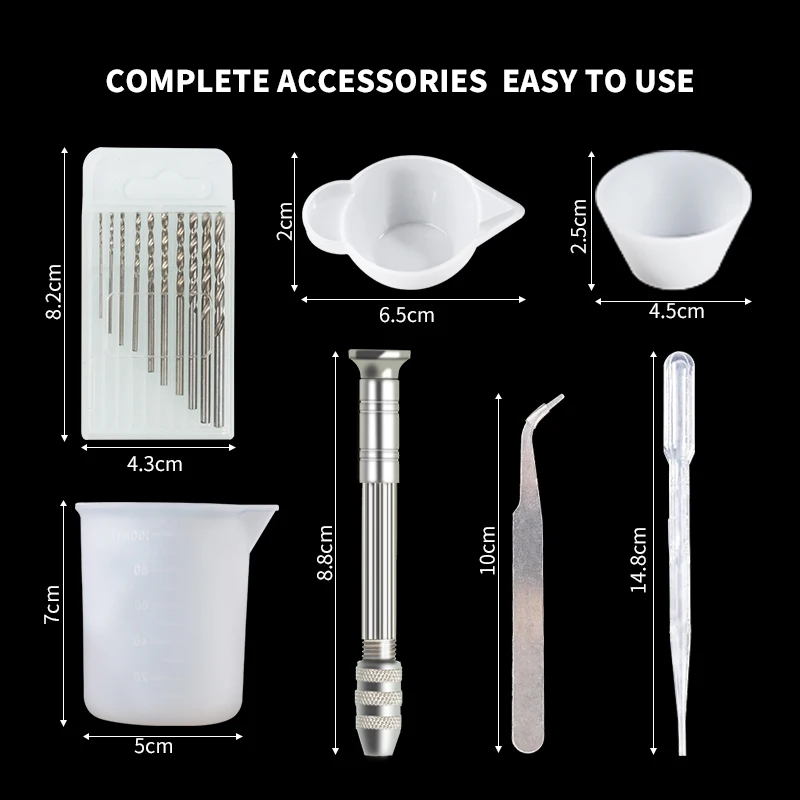 

2-41 Uds resina herramientas joyera resina epoxi UV de joyera encontrar conjunto medida taza cuentagotas palito agitador herra