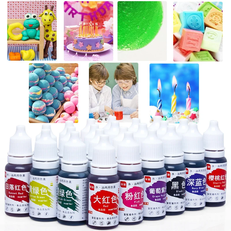 Edible Color Pigment Pastry Tools 10ML Macaron Cream Food Coloring Ingredients Cake Fondant Baking 24 Colors | Дом и сад
