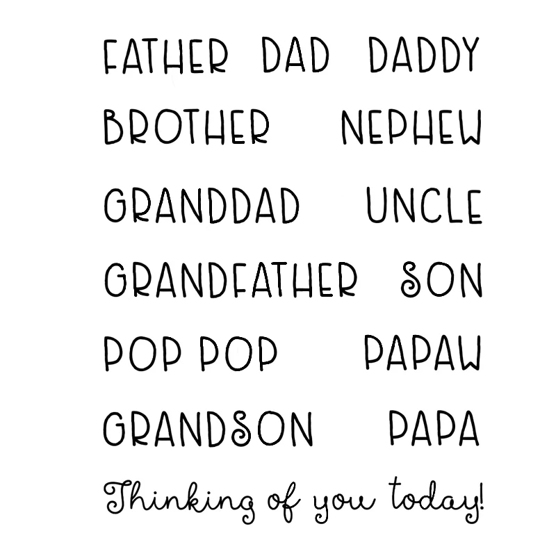 

English Words 3.5x4.3inch "Uncle" "Mother" Transparent Silicone Clear Stamp For Scrapbooking DIY Craft Decoration Soft Stamp