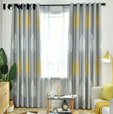 Светонепроницаемые шторы TONGDI элегантные современные панели с цветочным принтом и листьями роскошные