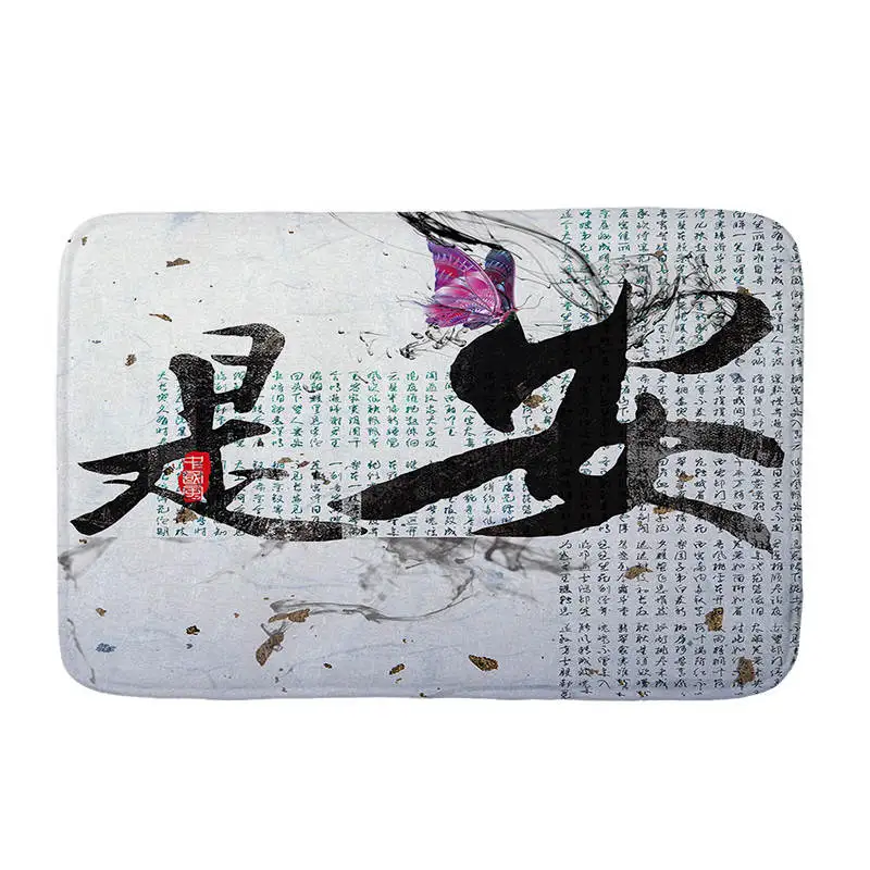 Ink painting Flannel Floor Mat Anti-Slip Tapete Mats Rugs for Kitchen Printed Bathroom Carpet Doormat living room | Дом и сад