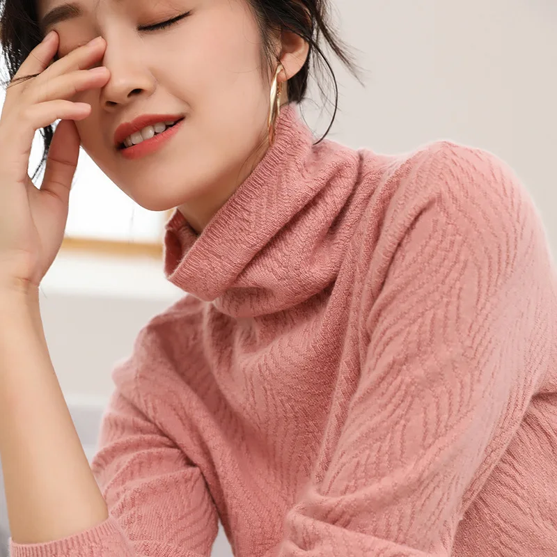 

Свитер женский трикотажный, плотный, с воротником-хомутом и длинными рукавами, однотонный, мягкий, 2021