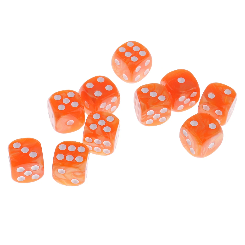 Orange 10 шт. пластиковые 6-сторонние цифровые игральные кости D6 для вечерние настольные игровые аксессуары D& D MTG RPG игровые принадлежности - Цвет: Orange