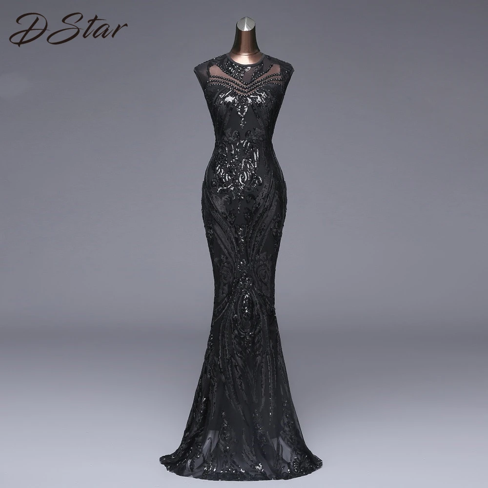 Новый Стиль Элегантное длинное черное платье с блестками vestido de festa сексуальное