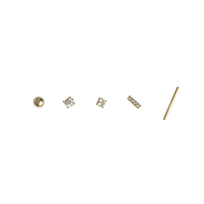

5pcs/set Gold Silver Color Crystal Stud Earring Set For Women Simple Cute Small Earrings 2021 New Fashion Jewelry Gift