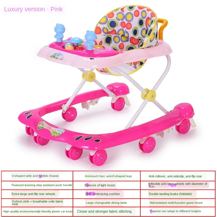 Baby Walker Car Multifunction Baby Walker with Wheels Music Learning Walking Assistant Children Activity Adjustable Baby Walkers