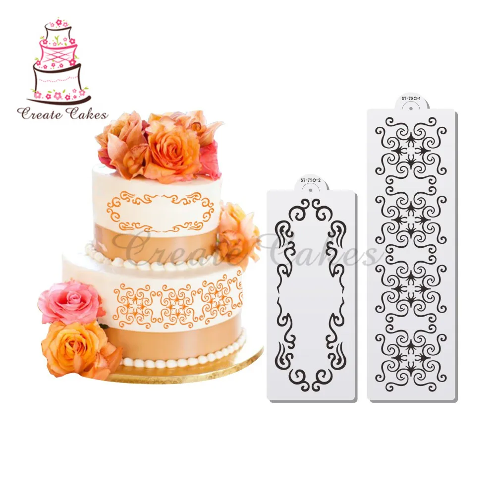 Классический трафарет для украшения цветов дамасский пирог мастики пластиковые