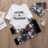 3pcs sets newborn baby boys girls clothes 2021 summer little wizard arrived tops t shirthalloween pantshat infant baby outfit