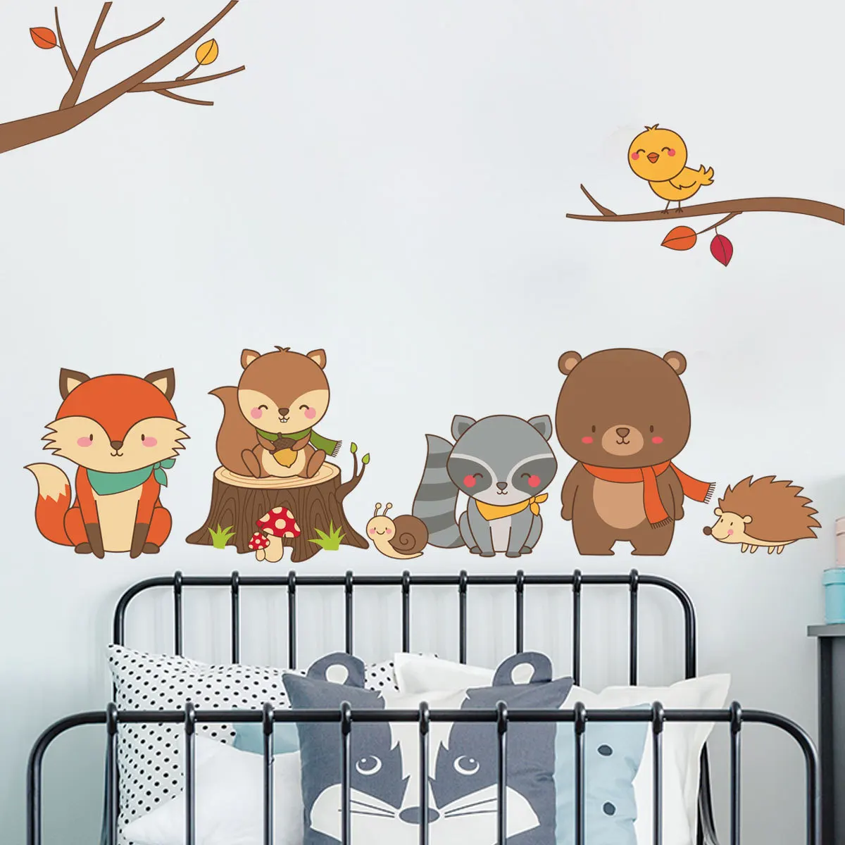 

Forest animal wall stickers, animal trees, bears, foxes Humorous PVC decals, DIY children's room