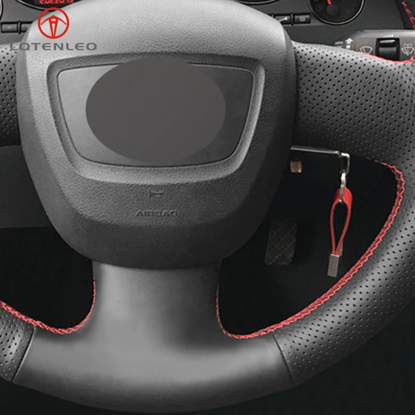 

LQTENLEO Black Genuine Leather DIY Car Steering Wheel Cover for Audi A3 (8P) 2004-2013 A5 2008-2012