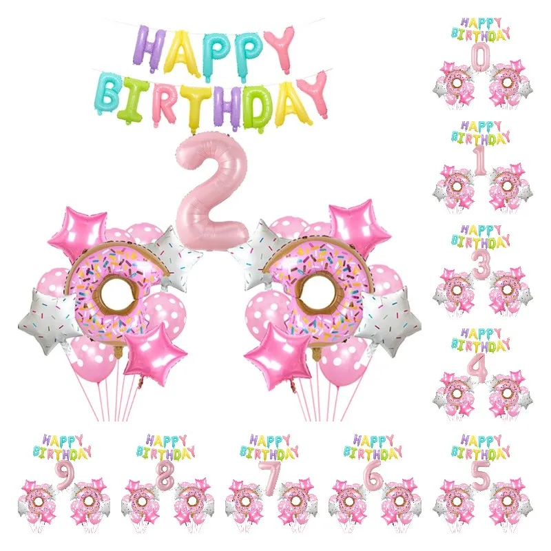 

1Set Macaron Happy Birthday Letters 0-9 Pink Number Foil Balloon Baby Shower Girls Birthday Party Decorations Kids Toys Supplies