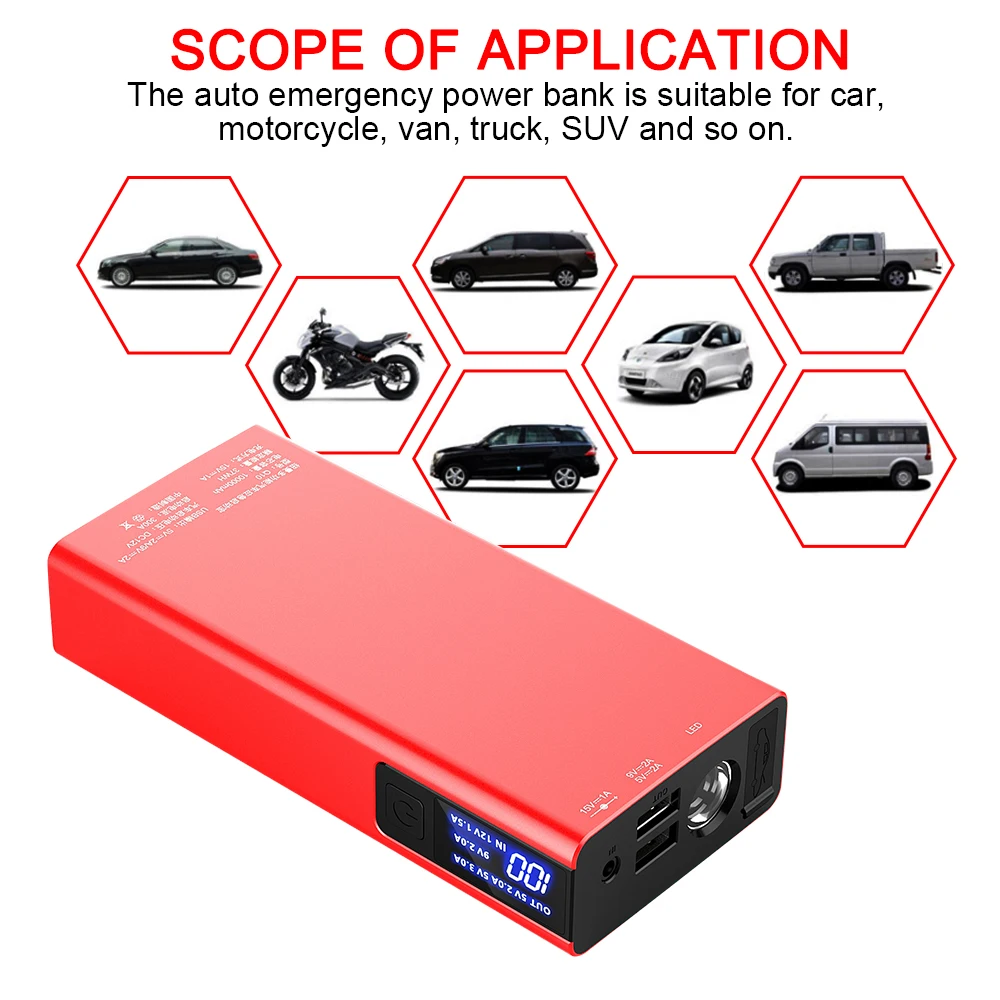Onever 12000 мАч Q10 цифровой экран мини автомобиль аварийный старт мощность многофункциональный портативный пусковое устройство автомобиля Банк питания